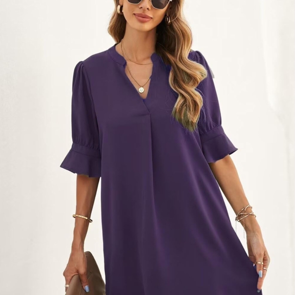 Elegant Purple Women's Dress - Picture 3 of 7